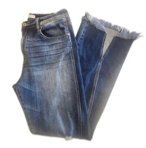 Kancan 93% Cotton Distressed Flare Jeans, Split & Frayed Hems, 31